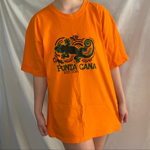 Punts Cana Dominican Republic Lizards Orange Tee - Picture 4 of 6